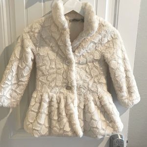 Girls size 6 faux fur peplum coat